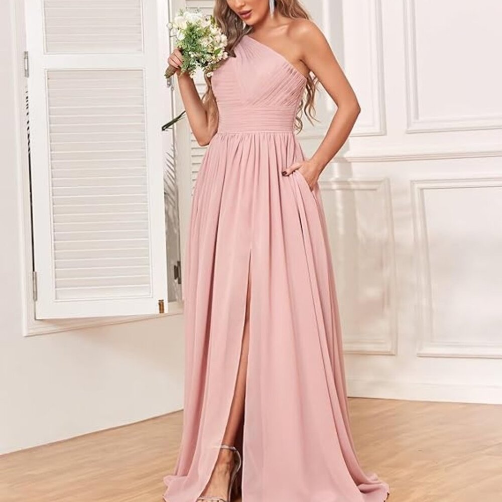 Bridesmaid / Prom / wedding Long Formal DRESS BLUSH PINK